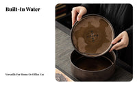 Round Water Storage Tea Tray Easy to Clean Water Storage Tea Tray Rustic Design