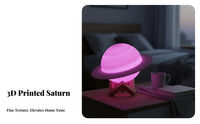 Planetary Night Light Lamp USB Energy-Efficient Planetary Night Light Night Light with Stand Tap Control 3D Printed Celestial Body Light