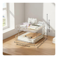 Multi-Tier Desk Organizer Space-Saving Multi-Tier Paper Sorter Large Capacity Acrylic Document Rack for Students, Teachers, Dorm Room
