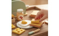 Wooden Breakfast Appliance Toy Wooden   Smooth Toy Breakfast Appliance with Accessories for Young Children