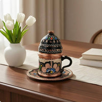 Hand-Painted Metal Serving Piece Floral Patterns Ornate Metal Tableware Home Decor Item Multicolor Embossed