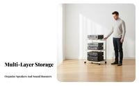 With Wheels Multi-Tier Amplifier Stand Stable and Long-Lasting Audio System Equipment Rack Simple Modern Design Mobile Stereo Component Shelf Space-Saving for Audiophiles, Living Room, Study, Bedroom