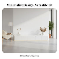 TV Cabinet Solid Wood Construction Visual Display Unit Floor Cabinet Rounded Corners Minimalist Entertainment Center for Home Theater