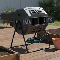 160 L twoChamber Compost Tumbler Ventilated Dual Chamber Compost Tumbler Temperature Gauge Tumbling Composter