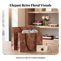 Floral Print Tote Bag Vintage & Design Floral Print General-Purpose Bag Flower Pattern Retail Packaging for Retailers, Women, Boutiques