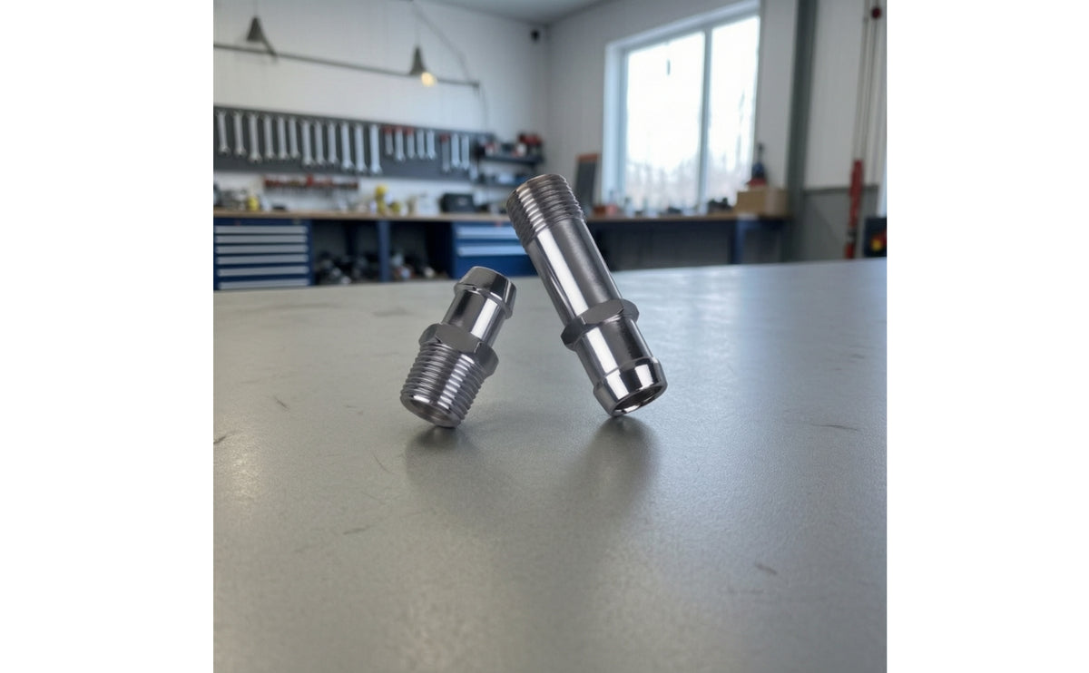 2 Pieces Heater Hose Fittings with Hex Section Chrome Steel Heater Hose Fitting Threaded Male Water Pump Fitting for Mechanics, Cooling System Builds