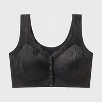 Front Fastening Bra for Women with Ice Silk Material, Non Wired for Plus Size with Embossed Detail, Seamless Everyday for Home Wear