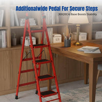 Folding Step Ladder, Thickened A-Frame, Alloy, Anti-Slip, Indoor Outdoor Use
