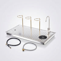 Coffee Rinsing Work Surface Built-in Cup Washer with Faucet Heavy Duty Tea Making Tray with Drain for Baristas