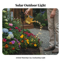 Projection Effect Solar Watering Can Light Weatherproof Hollow-out Garden Lantern Weather Resistant for Yard, Patio, Pathway