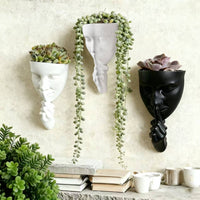 Decorative Face Wall Planter Open Top Wall Hanging Pot Compact Face Planter Boho Style for Small Plant Display