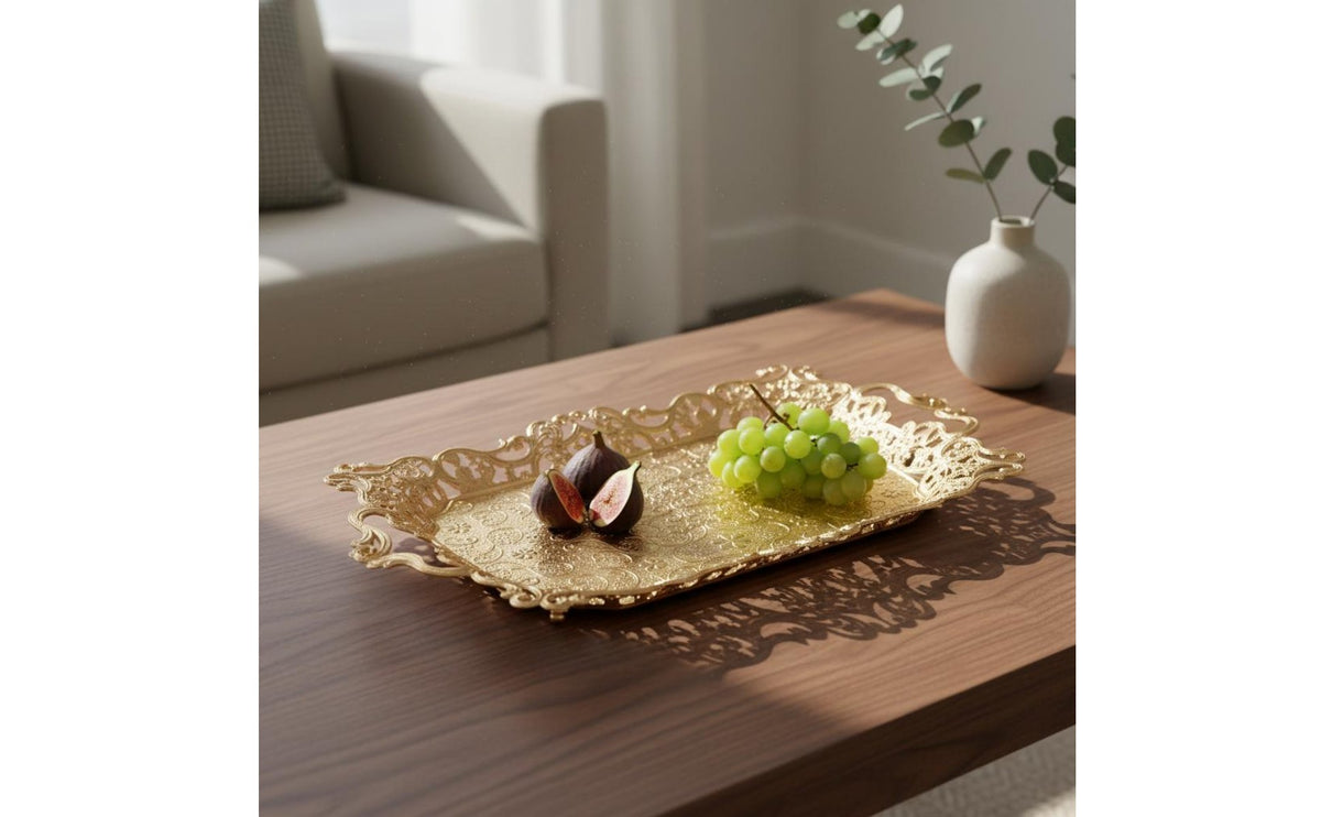 Ornate Hollow Tray Nordic Design Lace Tray for Living Room, Tea Table