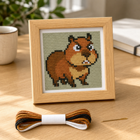 Cartoon Animal Angry Bala Cross Stitch Kit with Frame for Students and Beginners