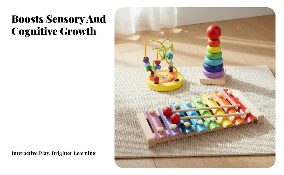 Hand-Eye Coordination Wooden Bead Maze Develops Fine Movement Skills Bead and Wire Maze Toy Color & Shape Recognition for 1-3 Year Olds