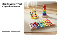 Hand-Eye Coordination Wooden Bead Maze Develops Fine Movement Skills Bead and Wire Maze Toy Color & Shape Recognition for 1-3 Year Olds