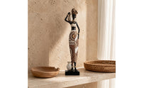 African-Influenced Resin Figurine Gold-Tone Accents African Woman Statue Collectible Hand-Painted Human Sculpture