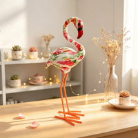 Indoor and Outdoor Decorative Flamingo Figurine, Retro Iron Art Sculpture for Garden and Living Room
