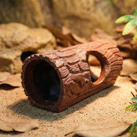 Tree Trunk Reptile Hide Cave, Resin Tree Hollow for Crested Gecko Tank Accessories, Brown Sturdy 13*20cm Reptile Hideout Shell