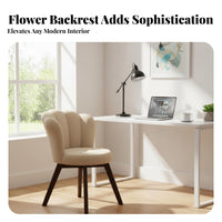Retro Design Scalloped Back Vanity Chair Elegant Design Swivel Seat Cushiony Cushion Home Furniture Ergonomic Support for Students, Women, Adults, Study Room, Bedroom