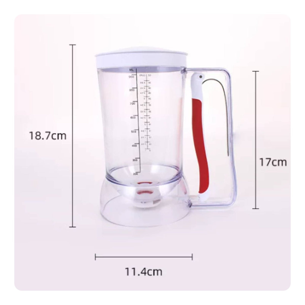 Large Capacity Pancake Batter Dispenser Thickened Material Pancake Batter Pourer Portion Control Handheld Dispensing Cup Wide Mouth Opening for Chefs, Bakers, Beginners, Restaurant, Bakery