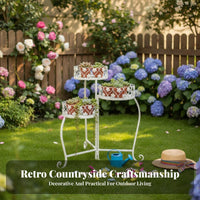 Vintage design Ornate Two-Seater Settee Folding Design Garden Bench Decorative Outdoor Furniture Multi-Functional for Gardeners, Decor lovers, Homeowners, Balcony, Yard, Porch, Deck