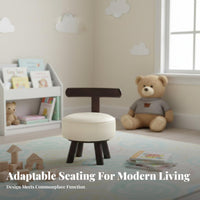 Stable Load-Bearing Upholstered Swivel Stool Modern Design Cylindrical Backrest Stool Sturdy Frame Home Furniture for Children, Adults, Women, Living Room, Entryway, Bedroom, Beauty Salon