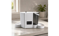 Timed Feeding Pet Feeder and Water Fountain Set Timer Control Automatic Pet Feeder 2 in 1 Water Fountain Easy to Clean for Home