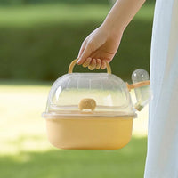 Portable Hamster Cage with Handle, Travel Hamster Cage for Outdoor Use, Outdoor Hamster Cage with Top Ventilation Holes and Water Bottle