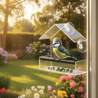 Acrylic Birds Feeder Easy to Clear Avian Window Feeder No Assembly Needed for Kids, Cat Owners, Balcony, Patio