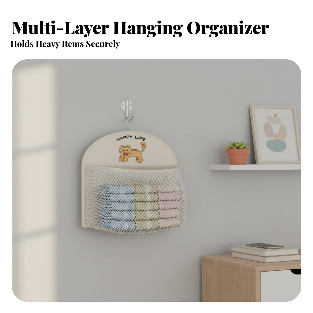 Hanging Underwear Organizer Large Capacity Multi-Layer Mesh Hanging Storage Area Saving Underwear Sock Organizer for Students, Dorm Room, Bedroom
