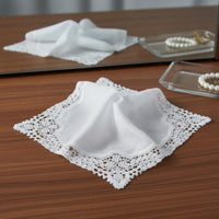 Elegant Embroidered Handkerchief Lightweight Lace Handkerchief Cotton Lace Hanky for Gift, Wedding, Memorial