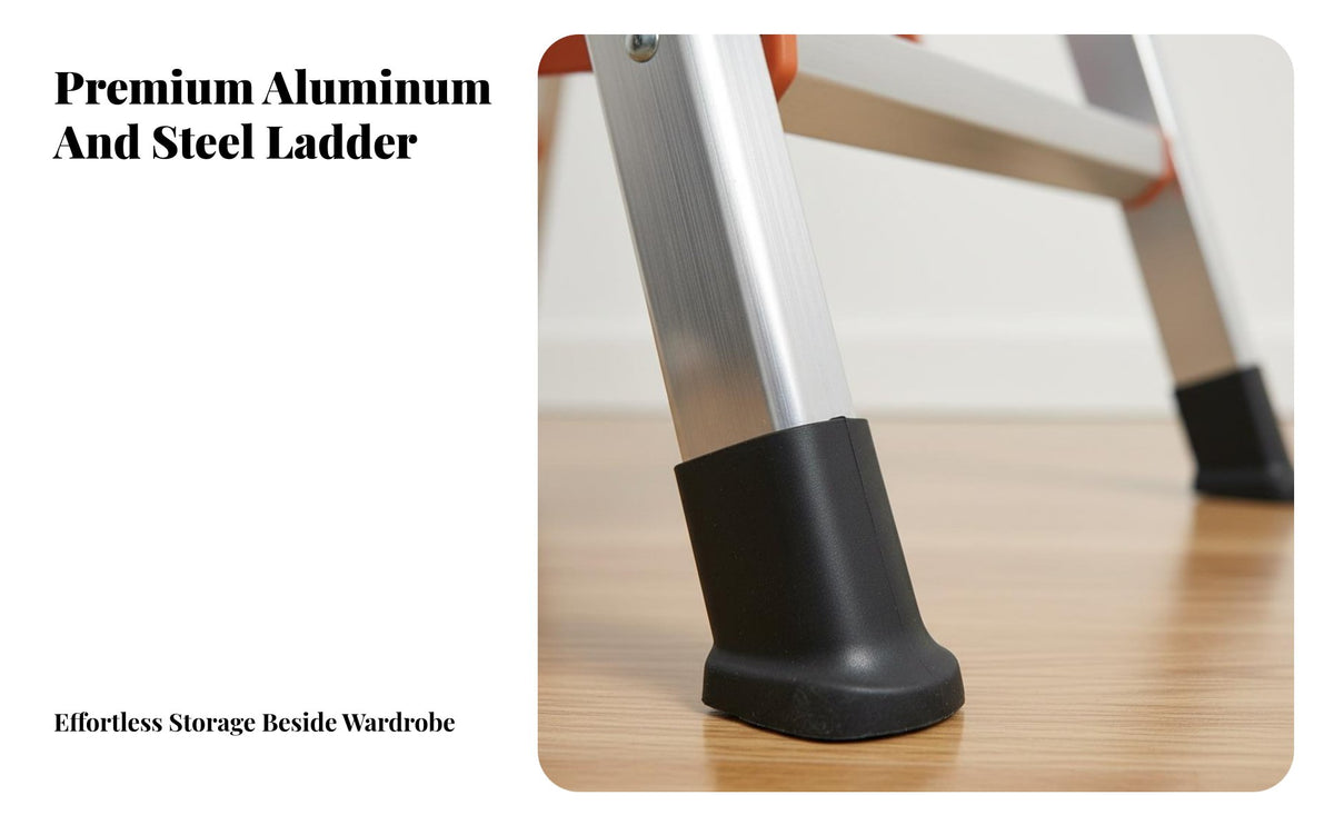 Foldable Folding Step Ladder Space-Saving Multi-Purpose Folding Ladder Anti-Slip Steps Portable Step Stool with Handle Stable for Homeowners, Adults, DIY Enthusiasts, Indoor, Kitchen, Garage, Garden