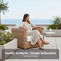 4-Piece Woven Seating Group Waterresistant 4-Piece Conversation Group Weather Resistant Outdoor Furnishing for Hotel Owners, Adults, Patio, rearyard, Deck