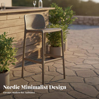 Outdoor Use Nordic Design High Stool Lightweight Modern Plastic Bar Stool Easy Assembly Plastic Shell Bar Chair Sturdy Construction for Homeowners, Business Owners, Renters, Restaurant, Patio, Kitchen, Dining Area