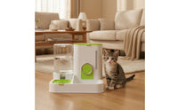 2-in-1 Automatic Cat Feeder with Water Dispenser Integrated Cat Feeder with Water Dispenser Rotatable Pet Feeding Station Space-Saving for Cats, Small Dogs, Home, Kitchen