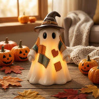 Ghost Figurine with Witch Hat Resin Ghost Statue with Witch Hat Tabletop Ornament Quirky Cute for Shelf, Mantel