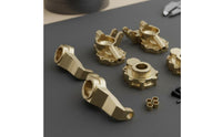 Front C-Shaped Hub Carrier and Steering Block Kit CNC Machined Brass Steering Joint Axle Cover Cover Set Performance Upgrade Brass Front Axle Housing