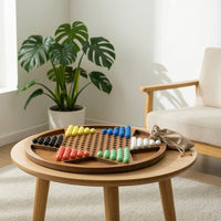 Tabletop Wooden Chinese Checkers Board Classic Marble Game Board with Storage Bag Sturdy Premium for Coffee Table