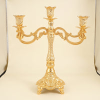 Embossed 3-Arm Candelabra Decorative Candelabra with Three Arms Luxurious Candlestick Holder with 3 Arms Sturdy for Weddings