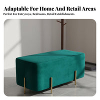 Light Luxury Aesthetic Upholstered Shoe Bench Nordic Design Cushioned Entryway Seat Multi-Functional Ottoman Soft Velvet Upholstery for Shop Owners, Apartment Dwellers, Interior Designers, Retail Storage, Bedroom, Fitting Room, Closet