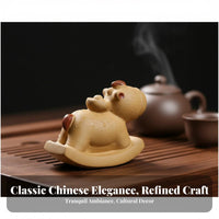 Clay Tea Auspicious Symbol Rocking Equine Tea Companion Pet Luck Symbolism Clay Horse Figurine for Collectors
