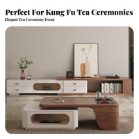 Walnut Color Finish Asymmetrical Leg Coffee Table Modern Minimalist Design Household Furniture Integrated brew station surface Home Furnishing Retro & design for home dwellers, Living Room, Reception Area