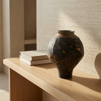 Ceramic Vase Textured Ceramic Vase with Narrow Neck Distressed Narrow-Neck Cuello Estrecho for Bookshelf