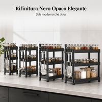 Kitchen Spice Rack Countertop Organizer, Freestanding Seasoning Storage Shelf with Hooks
