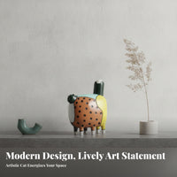 Polka-Spotted Decorative Cat Figurine Cat Figurine