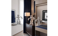 Robot Figurine Silver Robot Sculpture Futuristic for Office, Entryway, Bookshelf
