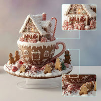 Acrylic Ornament with Stand Festive Gingerbread House Cozy for Desk, Entry Table