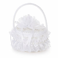 Lace-Trimmed Wedding Band Basket Small Band Basket with Handle Romantic Lovely for Engagement Proposal