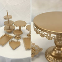 7 Pieces Dessert Table Display Tiered Three-Tier Stand Loop Handle Ornate Serving Pieces for Brides
