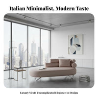 Italian Design archedd Chaise Lounge Minimalist aesthetic Ergonomic Chaise Plush Upholstery Indoor Furniture Sculptural Form for Homeowners, Interior Designers, partners, Living Room, Relaxation, perusing alcove, film viewings